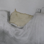 Silent Bay - Collage with Graphite / 38 x 38cm